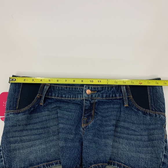 Isabel Maternity Expandable Side Panel Blue Jean Midi Shorts New Nwt Size 6 - Picture 11 of 15